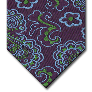 Purple with Light Blue and Green Paisley Tie