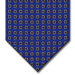 Blue with Red and Silver Geometric Pattern Tie