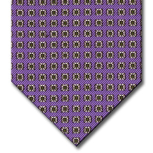 Lavender with Green and Silver Geometric Pattern Tie