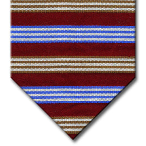 Burgundy with  Blue, Brown and Silver Stripe Tie