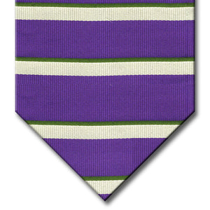 Purple with Green and Silver Stripe Tie