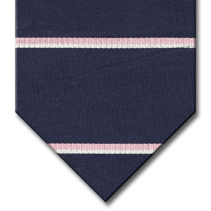 Navy with Pink and Silver Stripe Tie