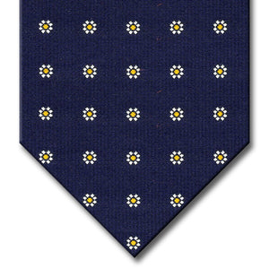 Navy with Gold and Silver Floral Pattern Tie