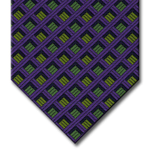 Plum with Dark Blue and Green Geometric Pattern Tie