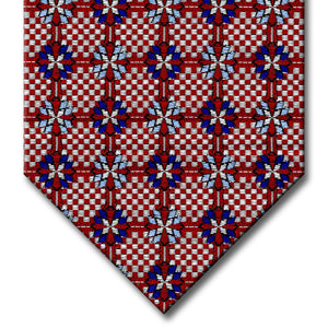 Red and Silver with Navy and Light Blue Medallion Tie