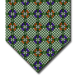 Green and Silver with Purple and Orange Medallion Custom Tie