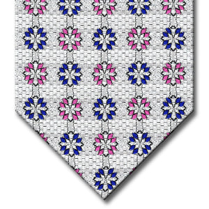Silver with Navy and Pink Medallion Tie