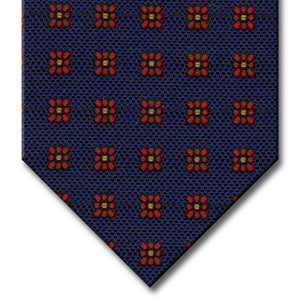 Navy with Red and Orange Floral Pattern Custom Tie