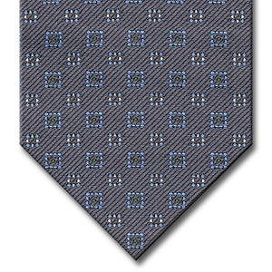 Charcoal Gray with Light Blue, Green and Silver Geometric Pattern Custom Tie