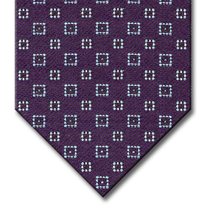 Purple with Lavender, Green and Silver Geometric Pattern Custom Tie