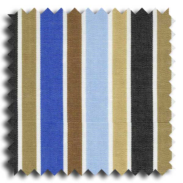 Shades of Blue and Tan Bar Stripe Broadcloth Custom Dress Shirt